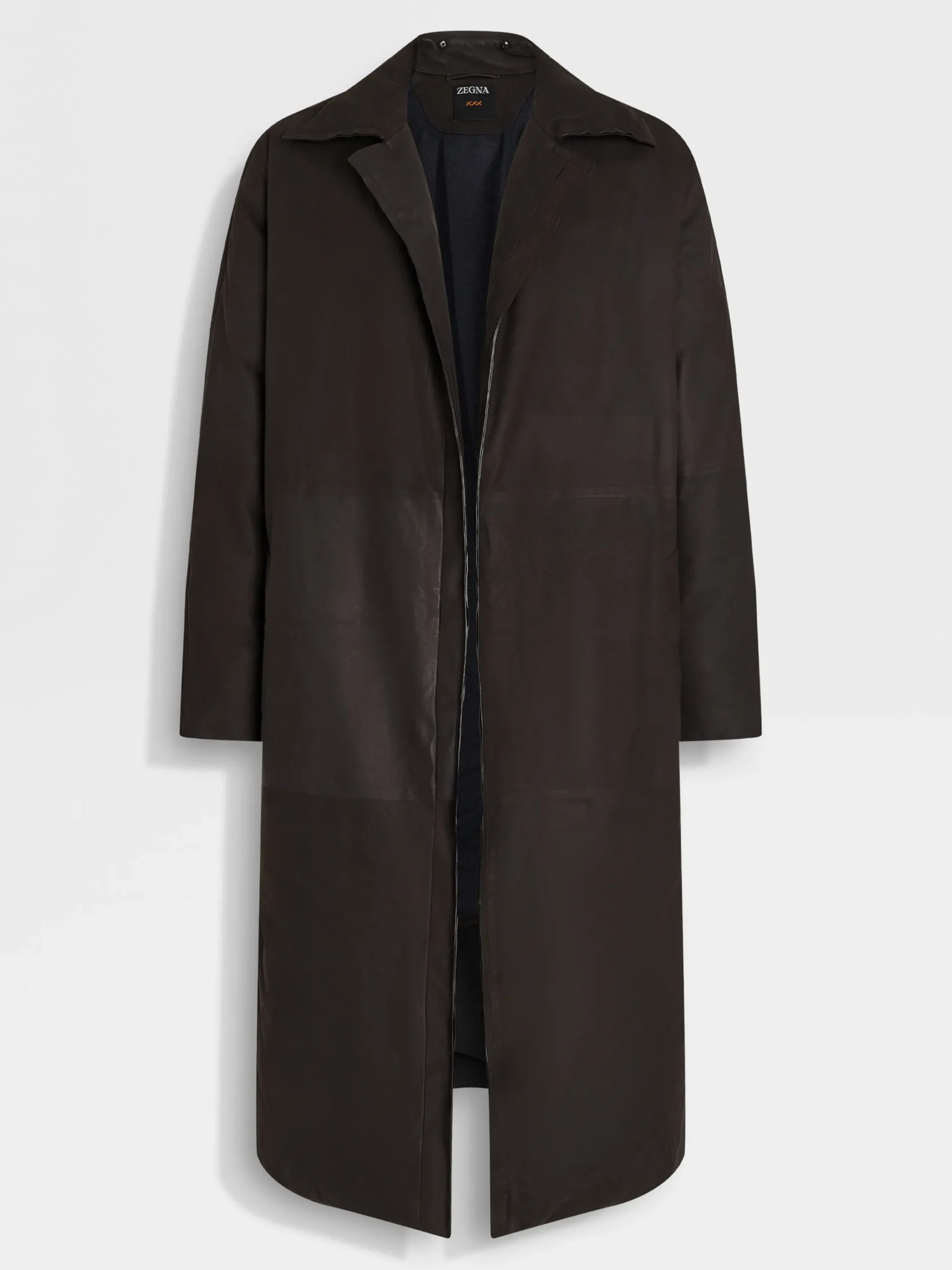 Jackets And Coats>ZEGNA Leather Coat DarkBrown