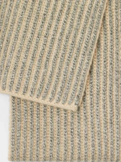 Soft Accessories|Gloves, Scarves And Hats>ZEGNA Light Beige and White Oasi Cashmere Scarf LightBeige/White