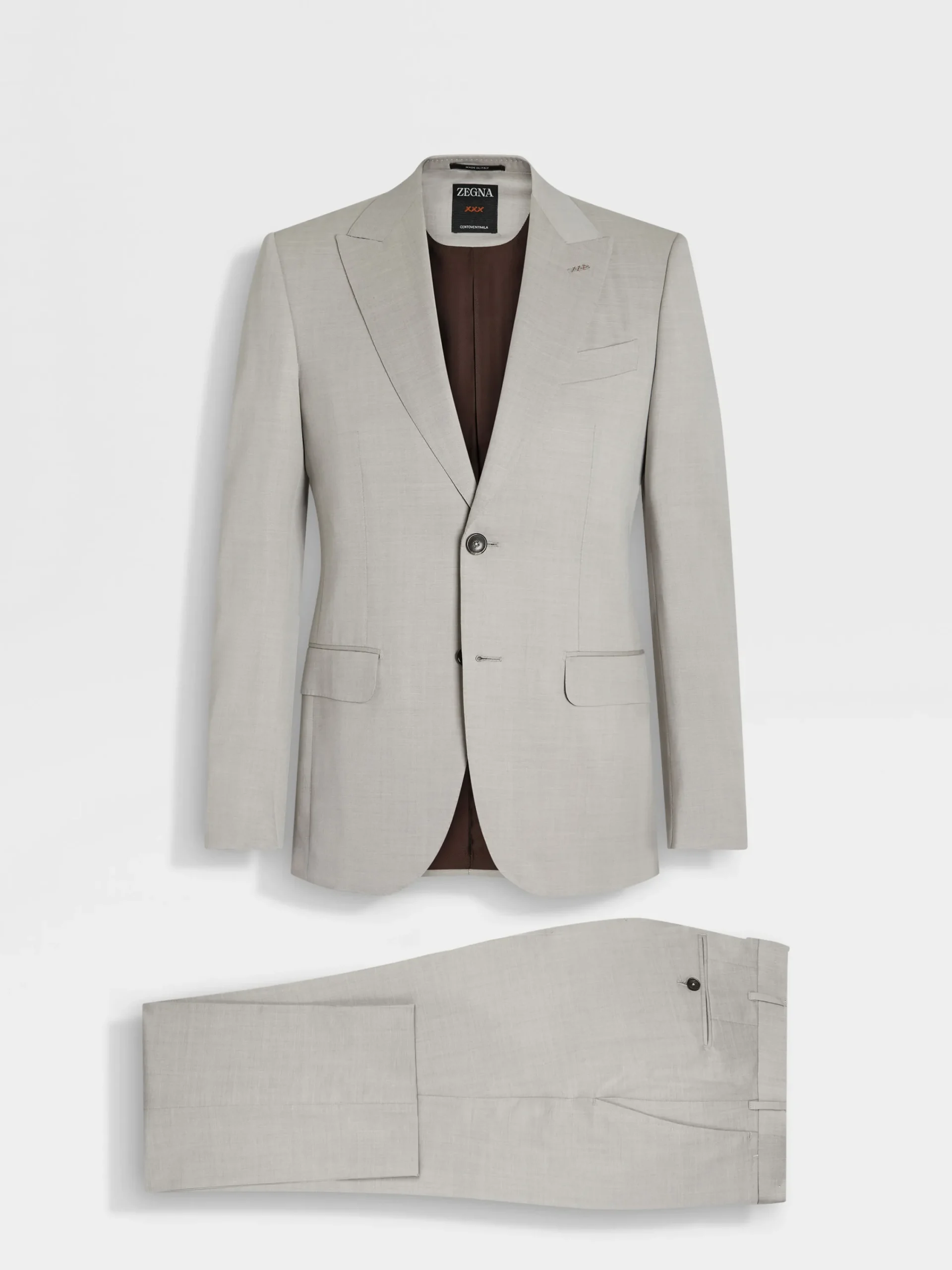 Suits>ZEGNA Light Beige Centoventimila Wool Suit LightBeige