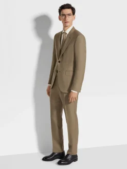 Shirts>ZEGNA Light Beige Silk Cotton and Cashmere Shirt LightBeige