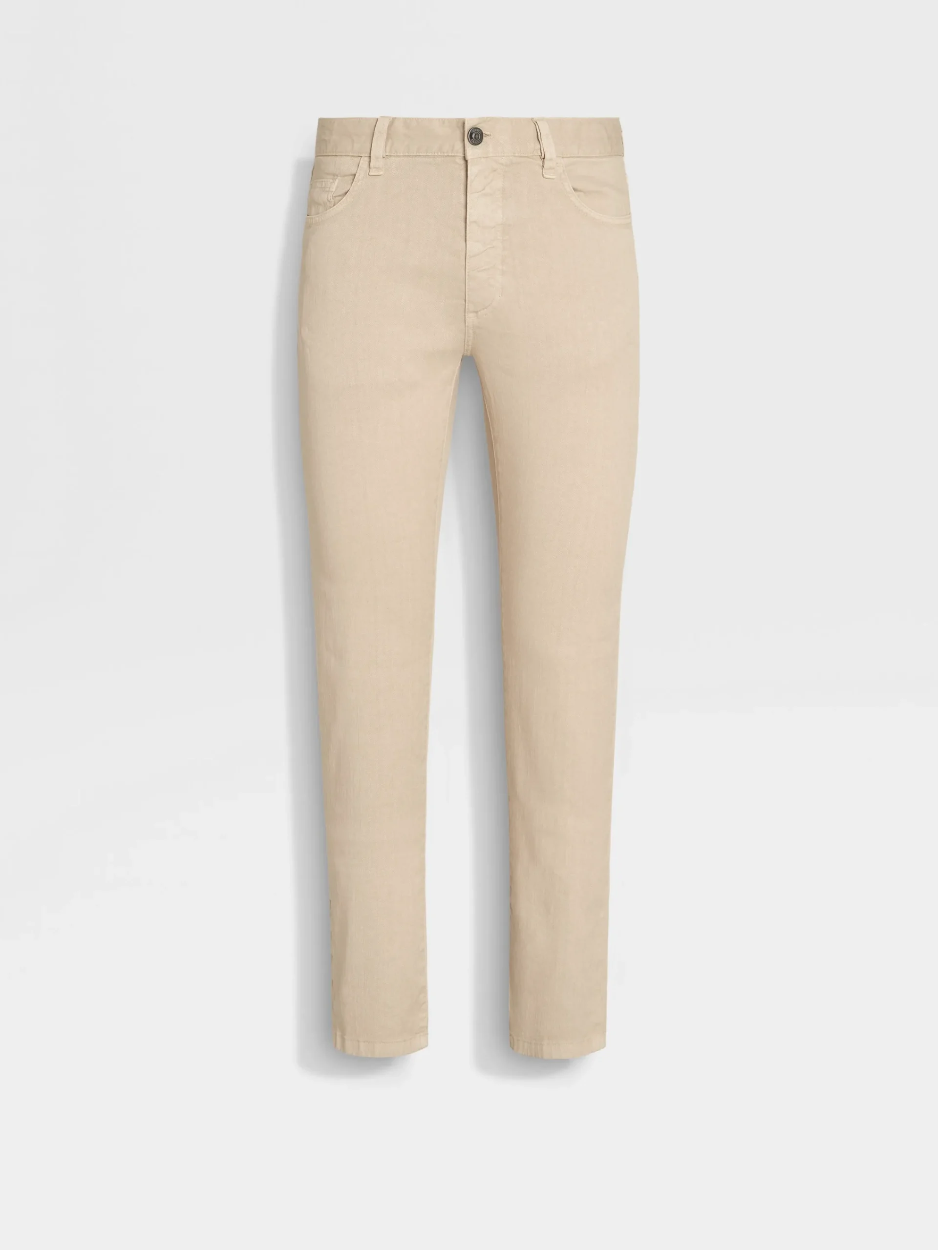 Jeans>ZEGNA Light Beige Stretch Linen and Cotton Roccia Jeans LightBeige