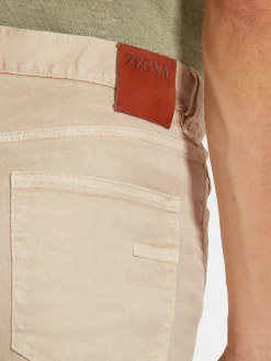 Jeans>ZEGNA Light Beige Stretch Linen and Cotton Roccia Jeans LightBeige