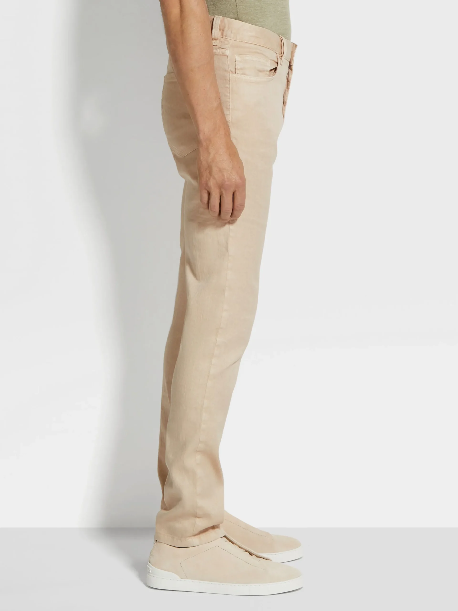 Jeans>ZEGNA Light Beige Stretch Linen and Cotton Roccia Jeans LightBeige