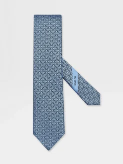 Ties And Bow Ties>ZEGNA Light Blue CENTO FILI Silk Tie LightBlue