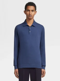 Polo Shirts|Sweaters>ZEGNA Light Blue 12milmil12 Wool Polo Shirt LightBlue