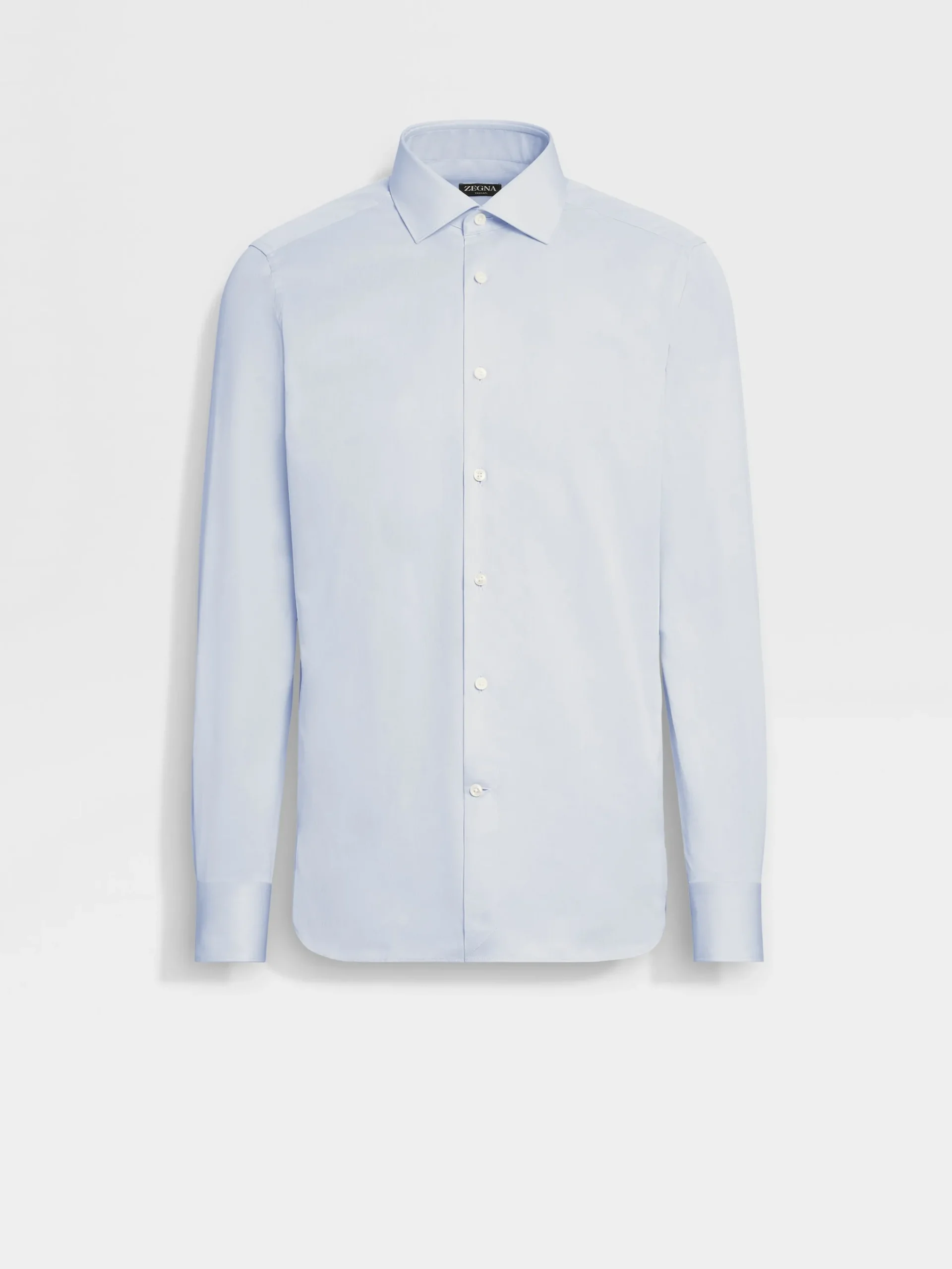Shirts>ZEGNA Light Blue Structured Micro-striped Trecapi Cotton Shirt LightBlue