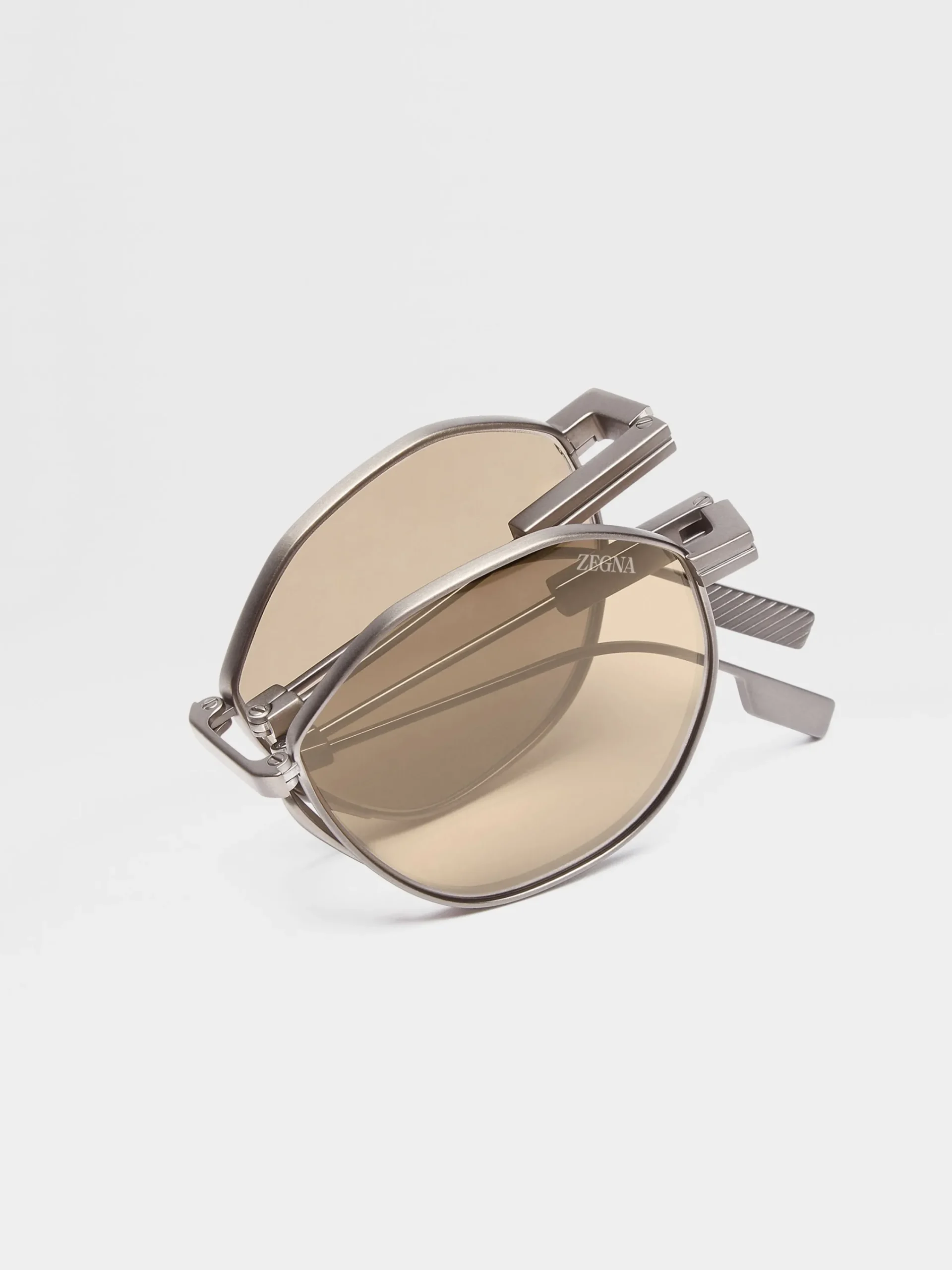 Sunglasses>ZEGNA Light Bronze Titanium Foldable Sunglasses LightBronze