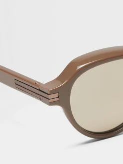 Resort Essentials|Small Gifts>ZEGNA Light Brown Acetate Sunglasses LightBrown