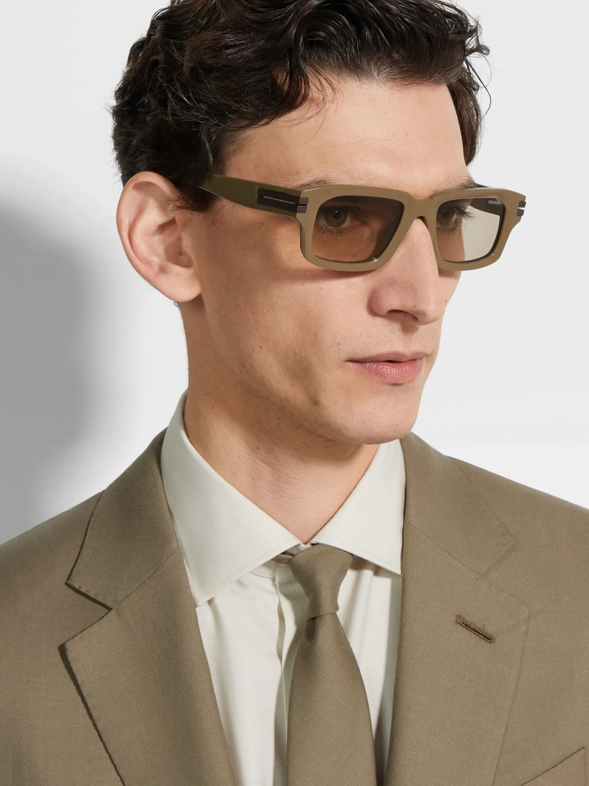 Sunglasses>ZEGNA Light Brown Acetate Sunglasses LightBrown