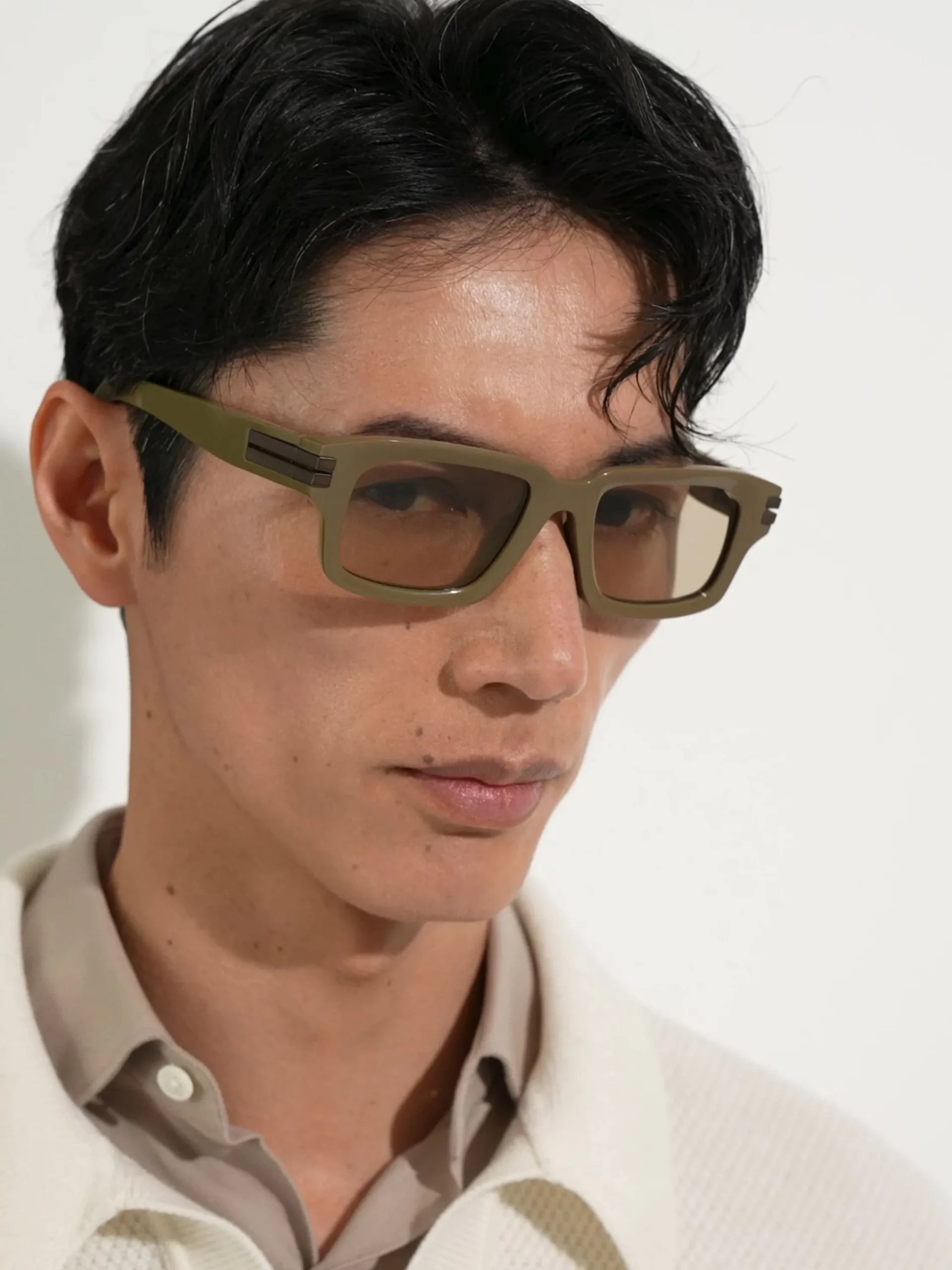 Sunglasses>ZEGNA Light Brown Acetate Sunglasses LightBrown