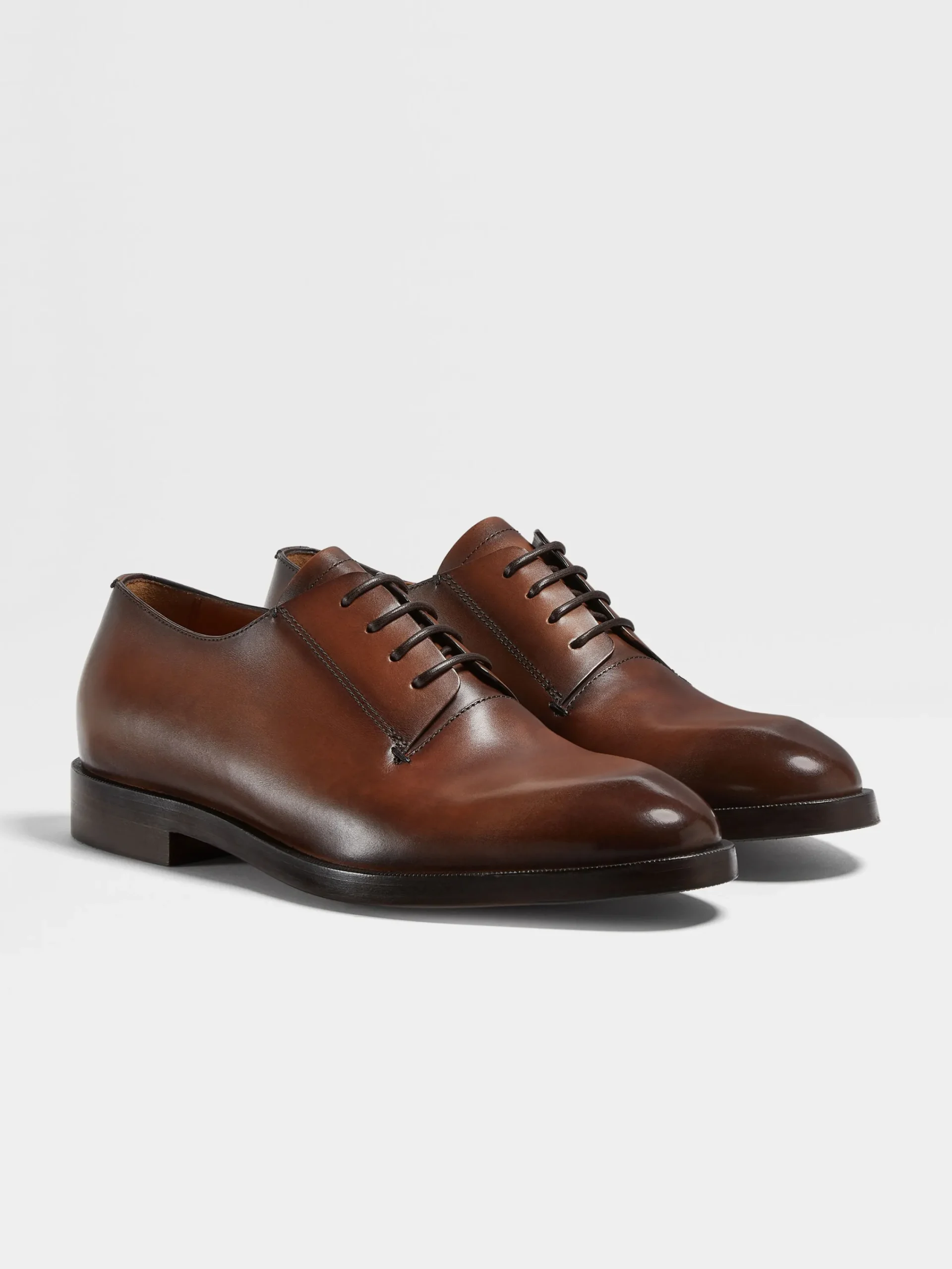 Lace Ups>ZEGNA Light Brown Leather Torino Derby Shoes LightBrown
