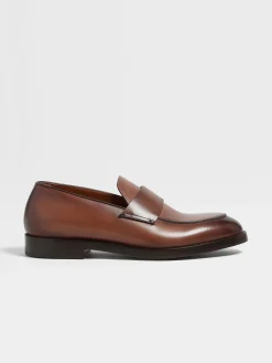Loafers>ZEGNA Light Brown Leather Torino Loafers LightBrown