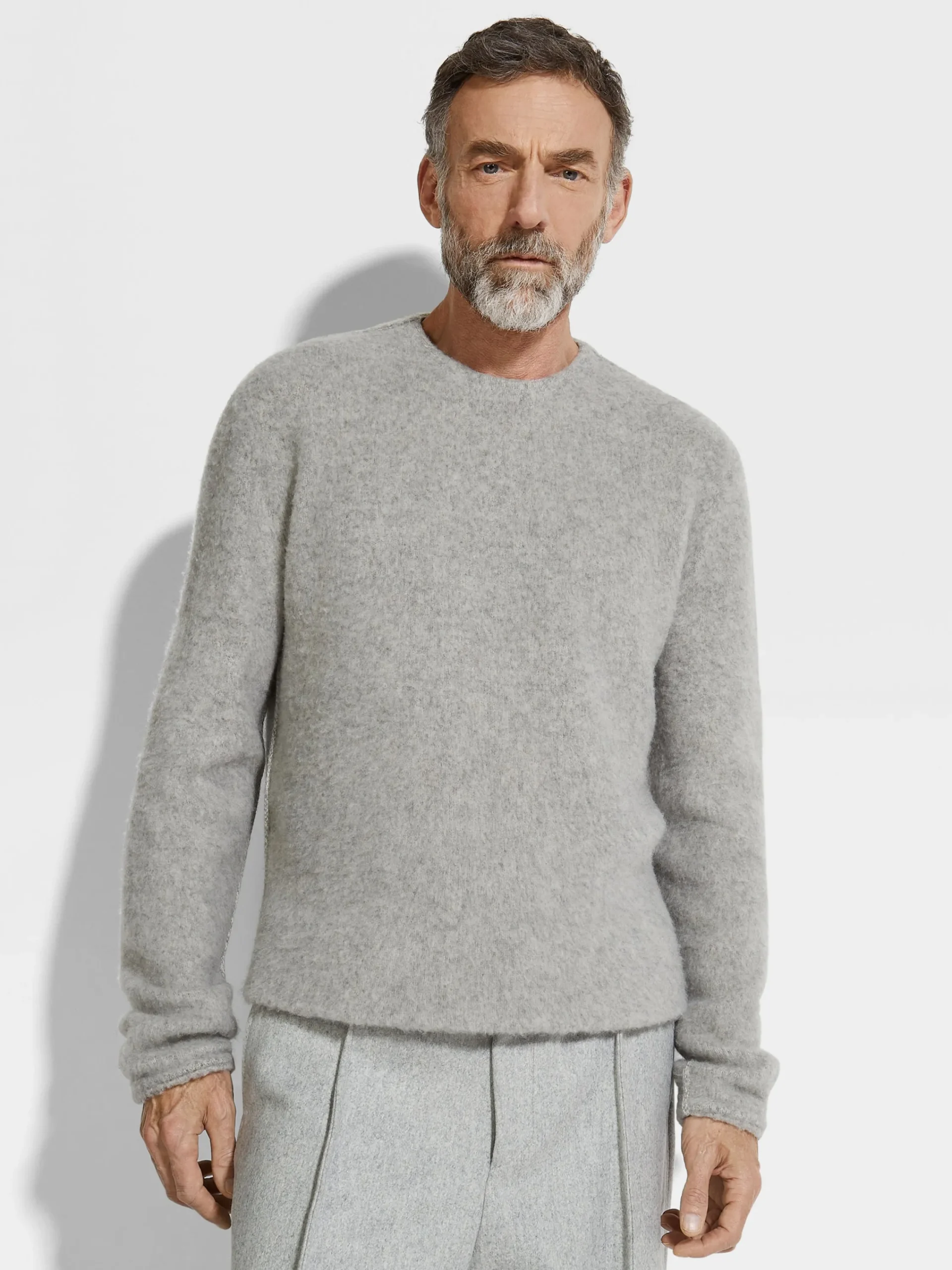 Travel In Style|Sweaters>ZEGNA Light Grey Mélange Oasi Cashmere Crewneck LightGreyMélange