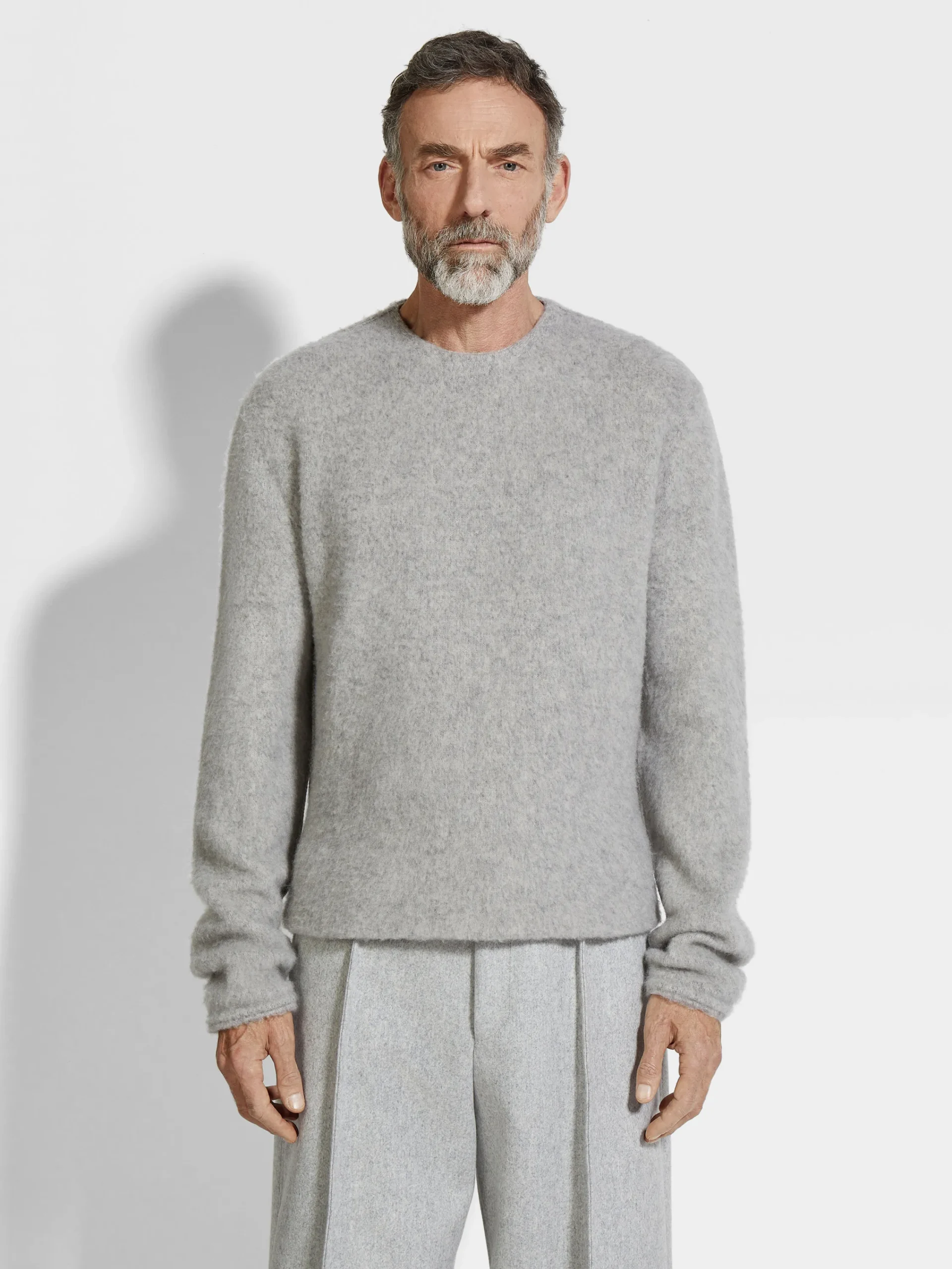 Travel In Style|Sweaters>ZEGNA Light Grey Mélange Oasi Cashmere Crewneck LightGreyMélange