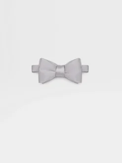 Ties And Bow Ties>ZEGNA Light Grey Silk Bowtie LightGrey