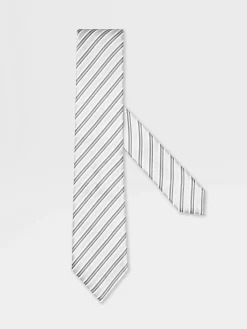 Ties And Bow Ties>ZEGNA Light Grey Silk Tie LightGrey
