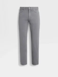 Jeans>ZEGNA Light Grey Stretch Cotton Roccia Jeans LightGrey