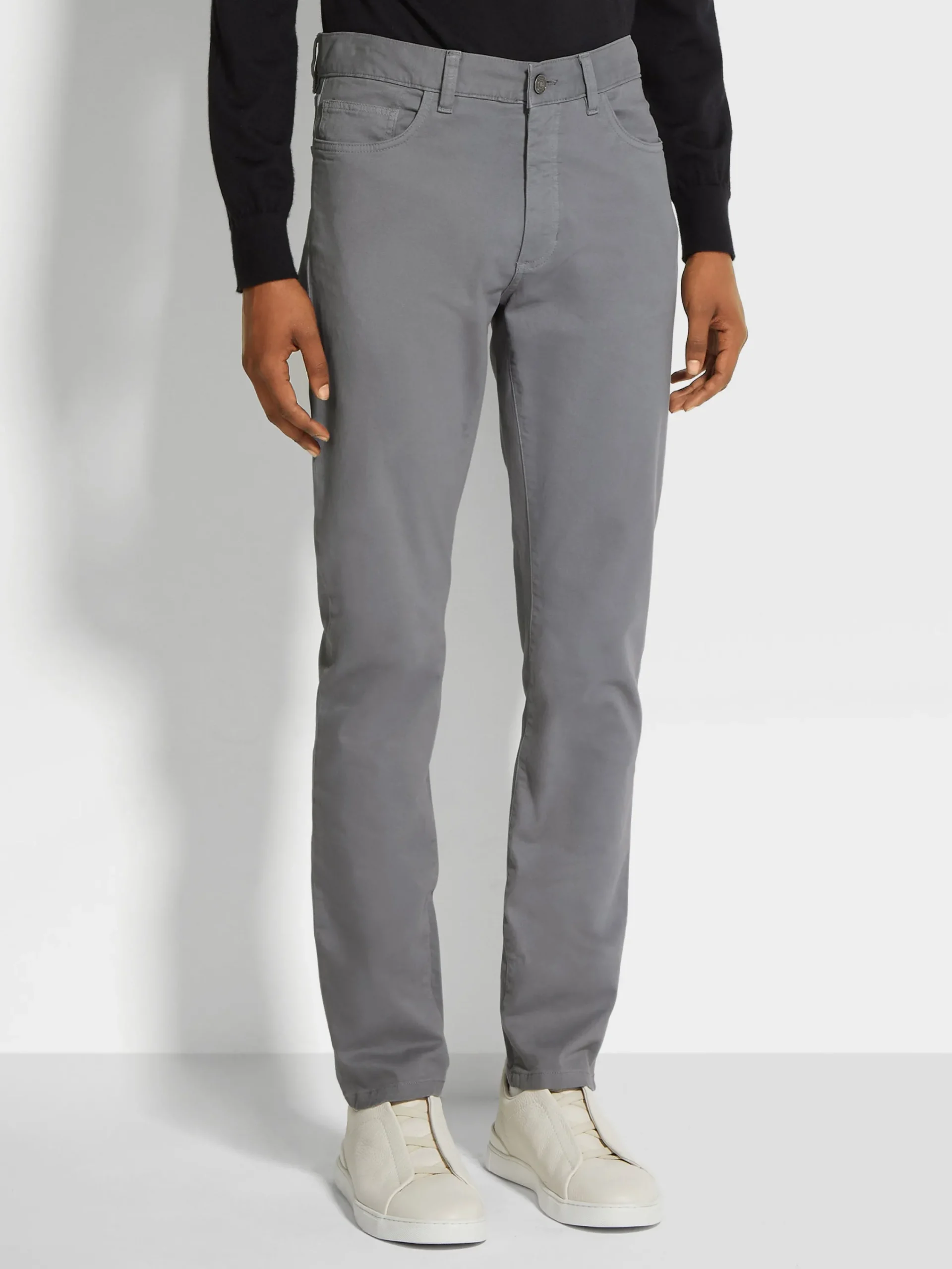 Jeans>ZEGNA Light Grey Stretch Cotton Roccia Jeans LightGrey