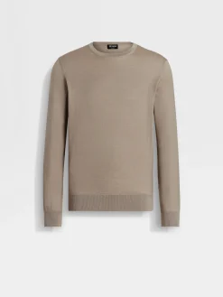 Sweaters>ZEGNA Light Taupe Cashseta Crewneck LightTaupe
