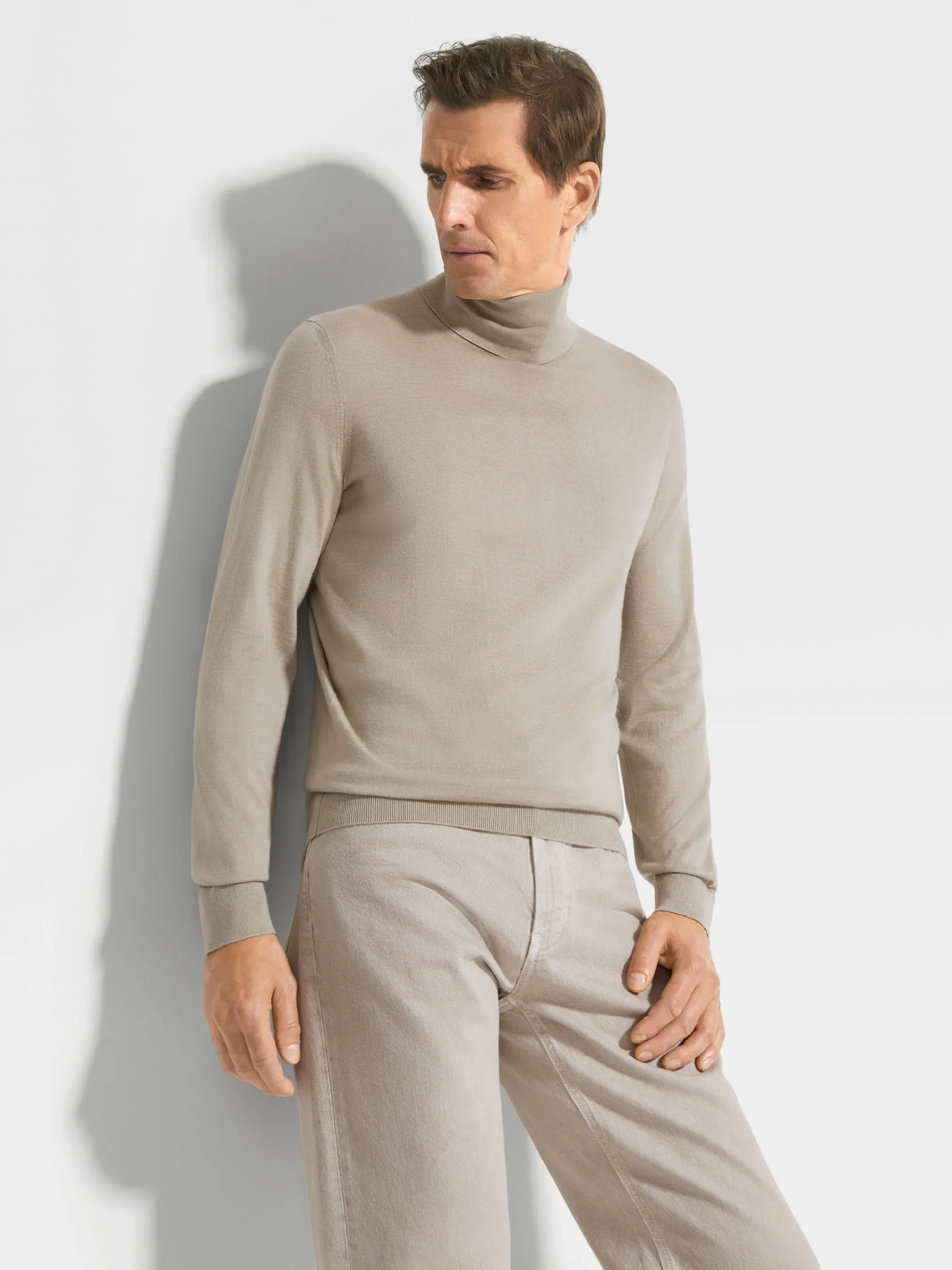 Travel In Style|Sweaters>ZEGNA Light Taupe Cashseta Turtleneck LightTaupe