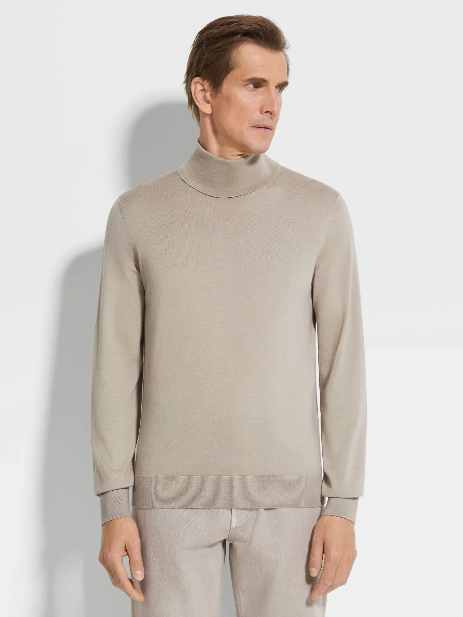 Travel In Style|Sweaters>ZEGNA Light Taupe Cashseta Turtleneck LightTaupe