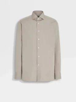 Shirts>ZEGNA Light Taupe Centoventimila Cotton Shirt LightTaupe