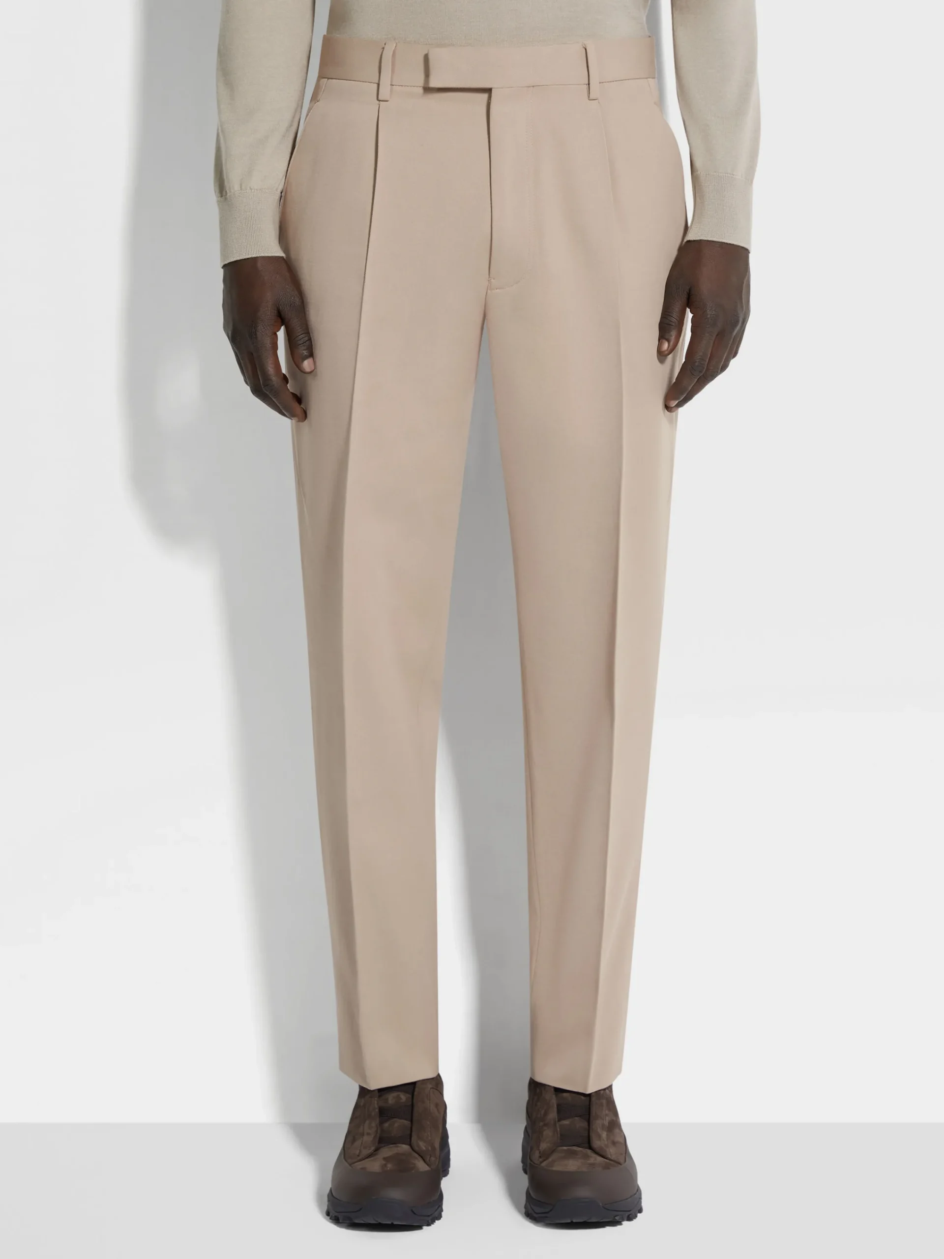 Travel In Style|Pants>ZEGNA Light Taupe Cotton and Wool Pants LightTaupe