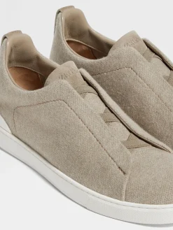 Sneakers>ZEGNA Light Taupe Oasi Cashmere Triple Stitch™ Sneakers LightTaupe