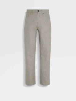 Jeans>ZEGNA Light Taupe Wool and Cashmere Roccia Pants LightTaupe