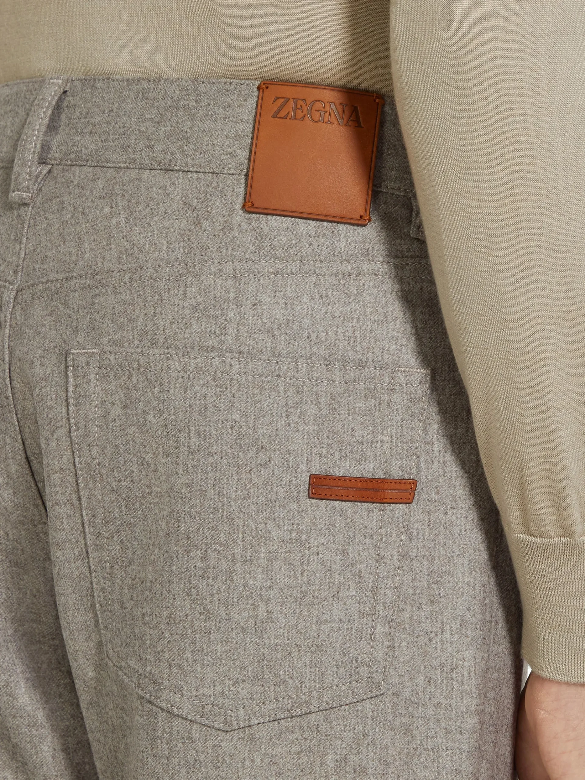 Jeans>ZEGNA Light Taupe Wool and Cashmere Roccia Pants LightTaupe