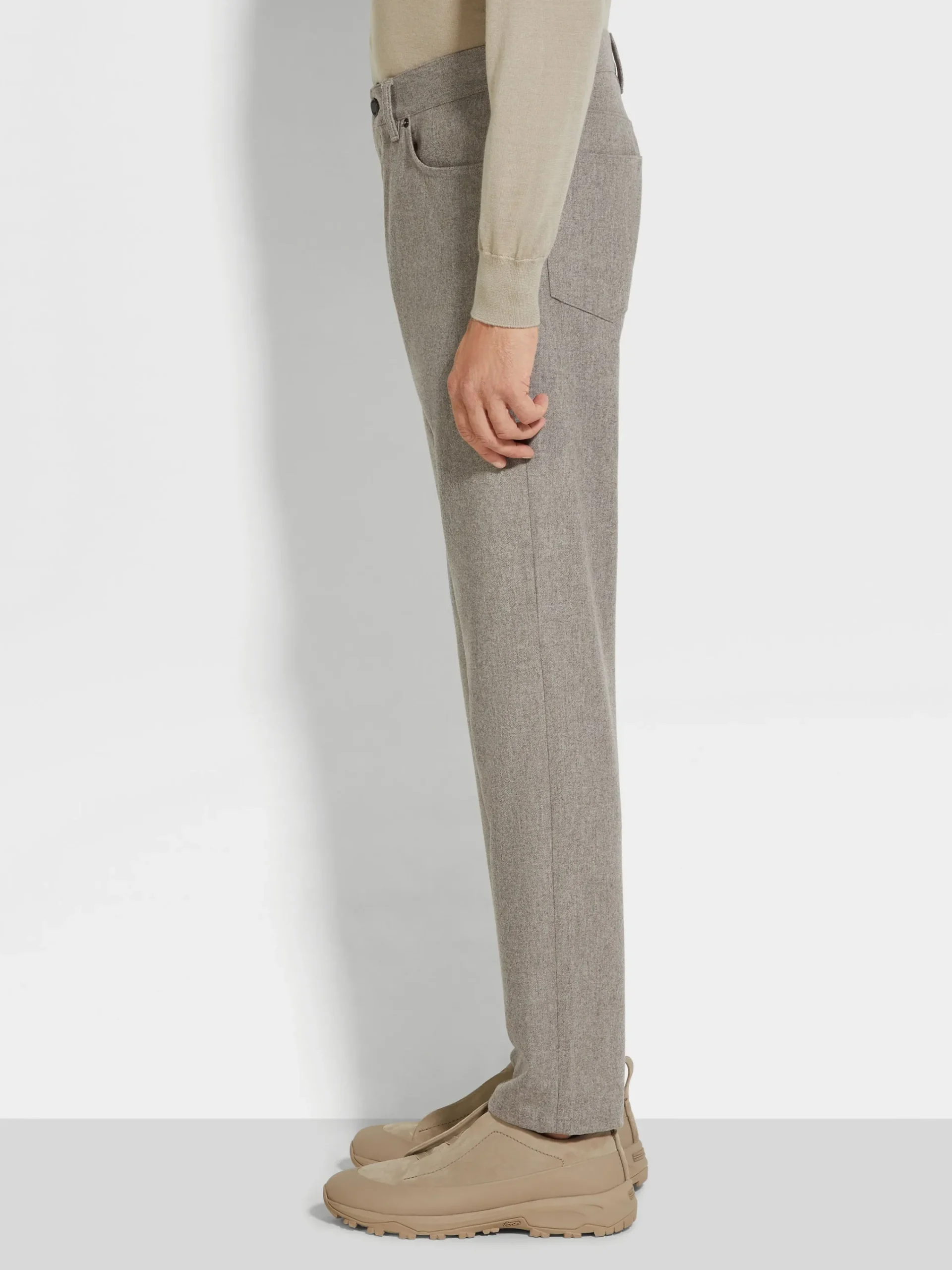 Jeans>ZEGNA Light Taupe Wool and Cashmere Roccia Pants LightTaupe