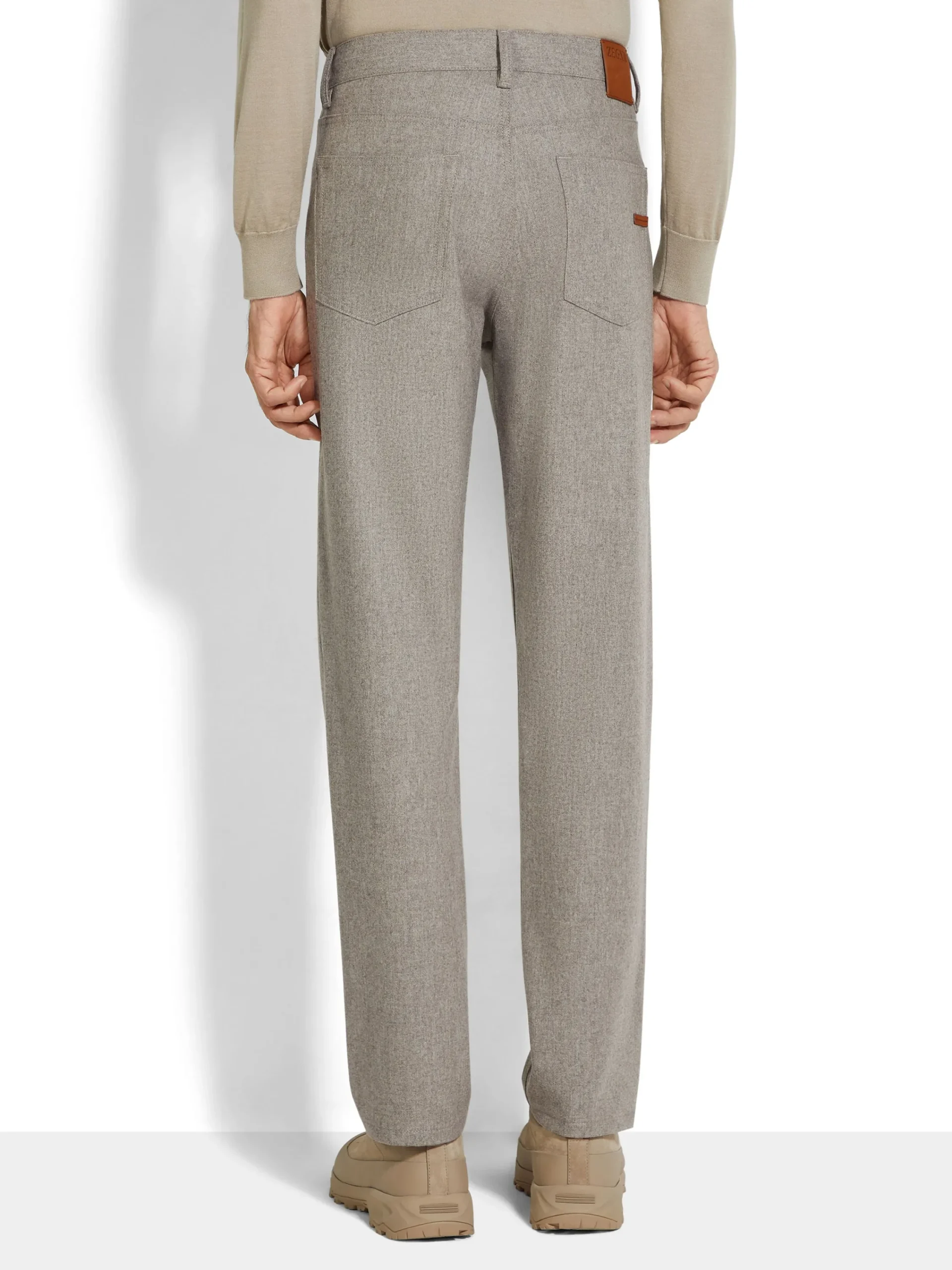 Jeans>ZEGNA Light Taupe Wool and Cashmere Roccia Pants LightTaupe