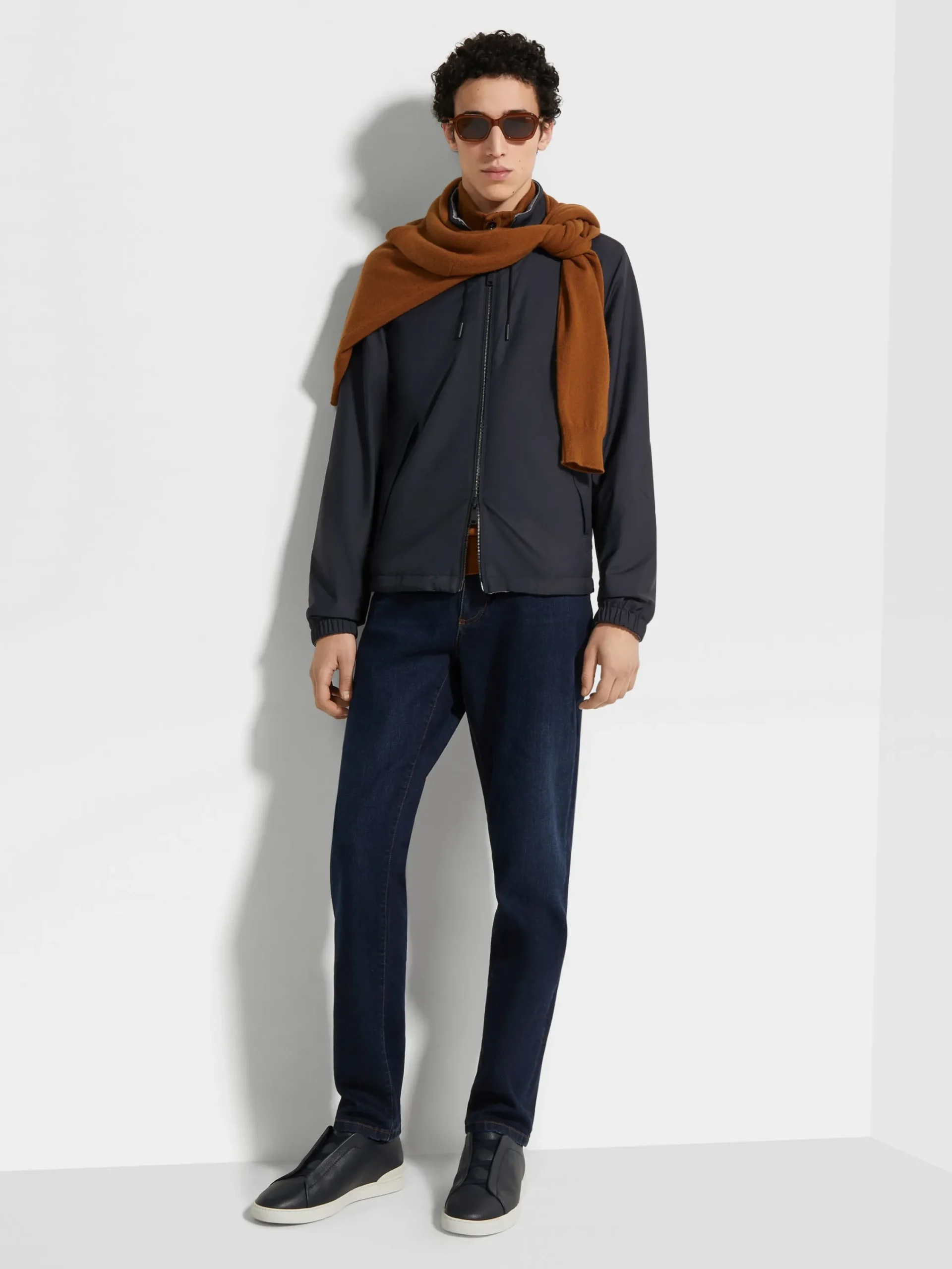 Jackets And Coats>ZEGNA Microfiber Reversible Brezza Blouson NavyBlue/Grey