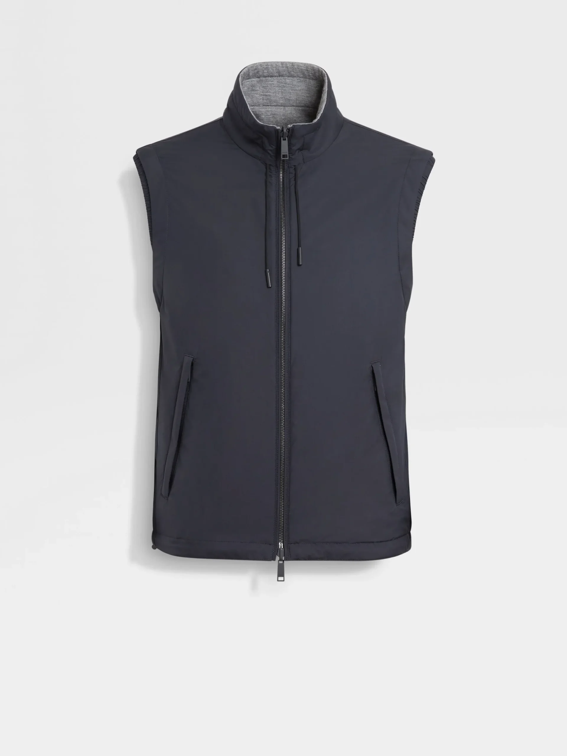 Jackets And Coats>ZEGNA Microfiber Reversible Brezza Vest NavyBlue/Grey