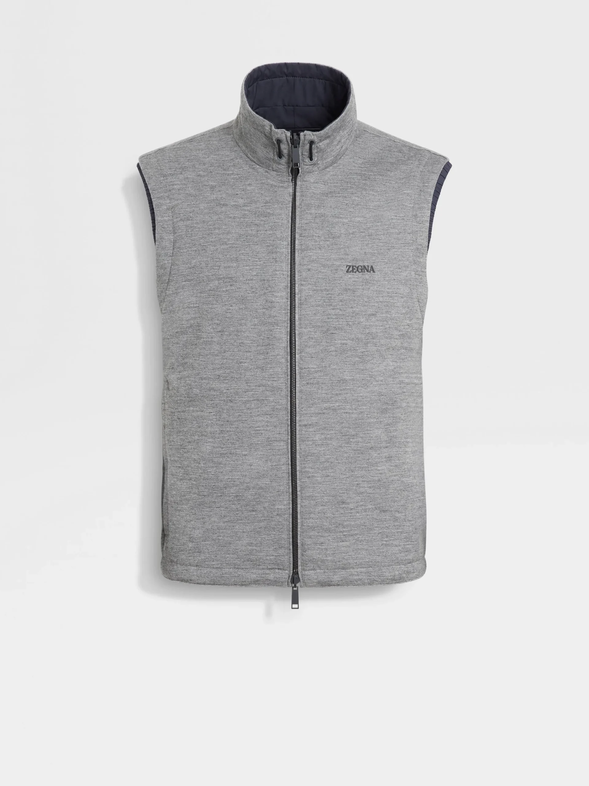 Jackets And Coats>ZEGNA Microfiber Reversible Brezza Vest NavyBlue/Grey