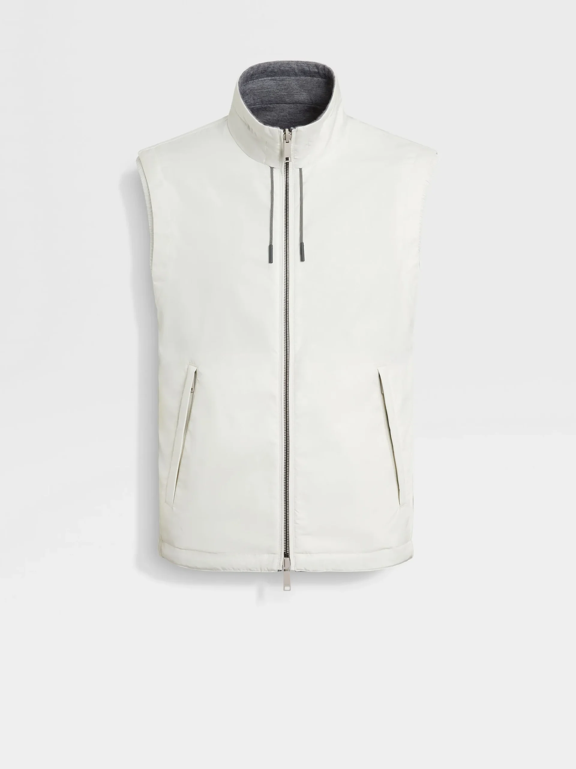 Jackets And Coats>ZEGNA Microfiber Reversible Brezza Vest White/Grey
