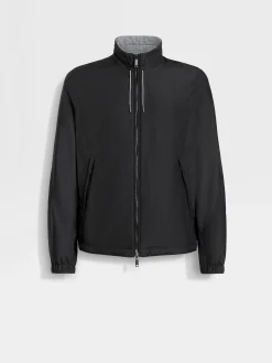 Jackets And Coats>ZEGNA Microfiber Reversible Brezza Blouson Black/Grey