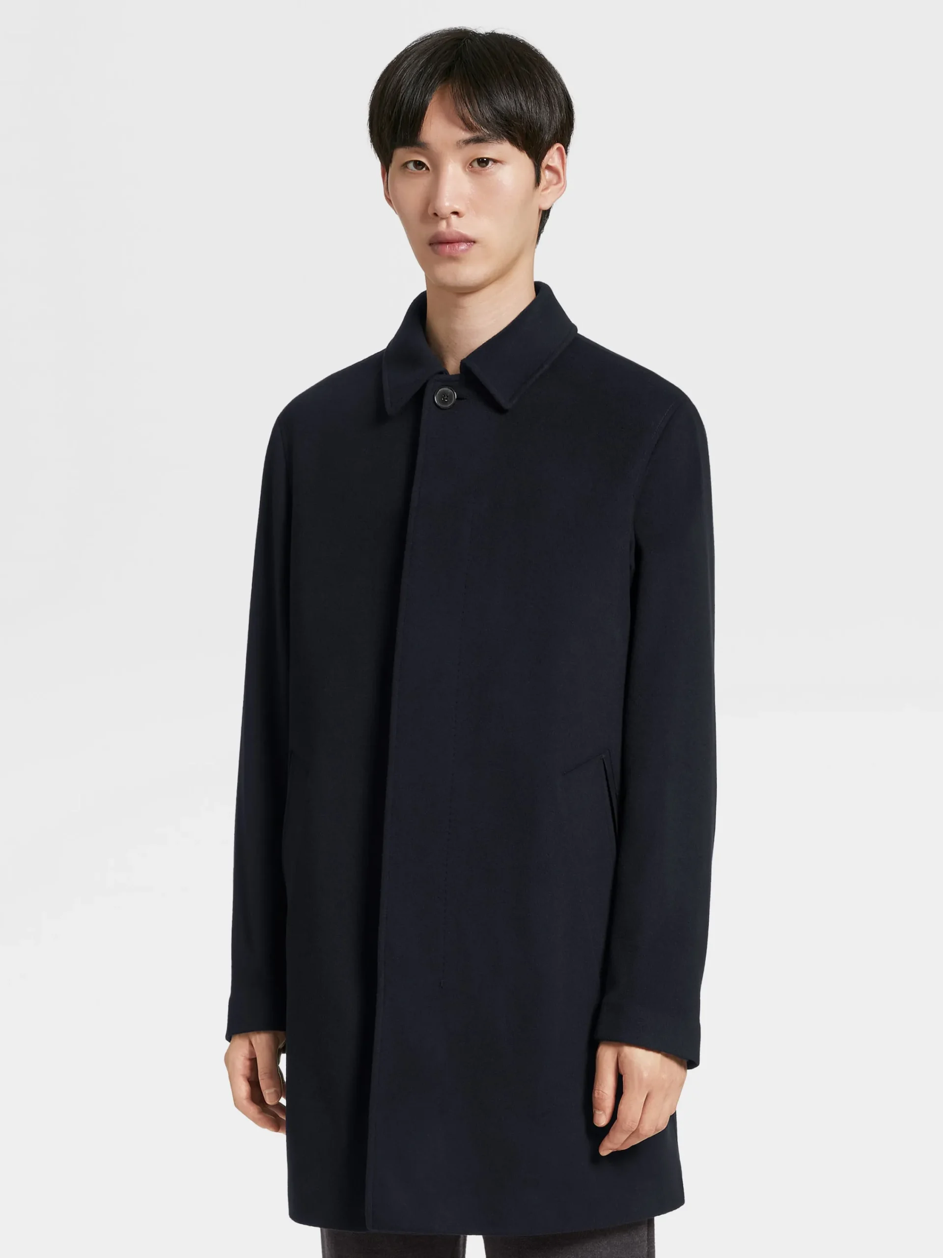 Jackets And Coats>ZEGNA 12milmil12 Wool Trench Coat NavyBlue