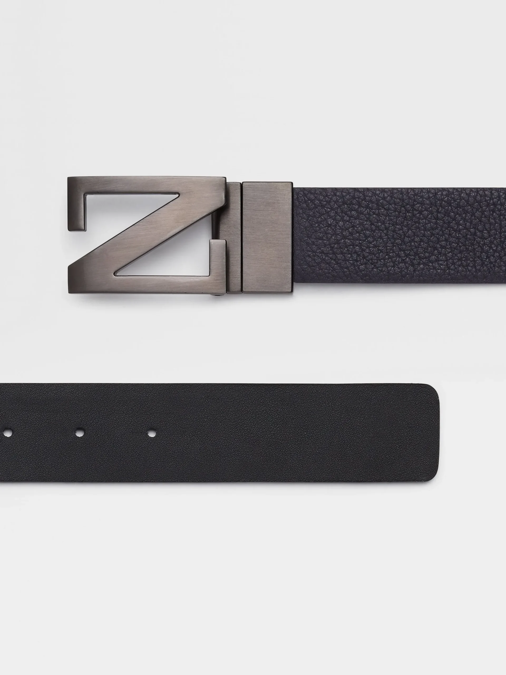 Belts>ZEGNA Navy Blue and Black Reversible Leather Belt NavyBlue/Black