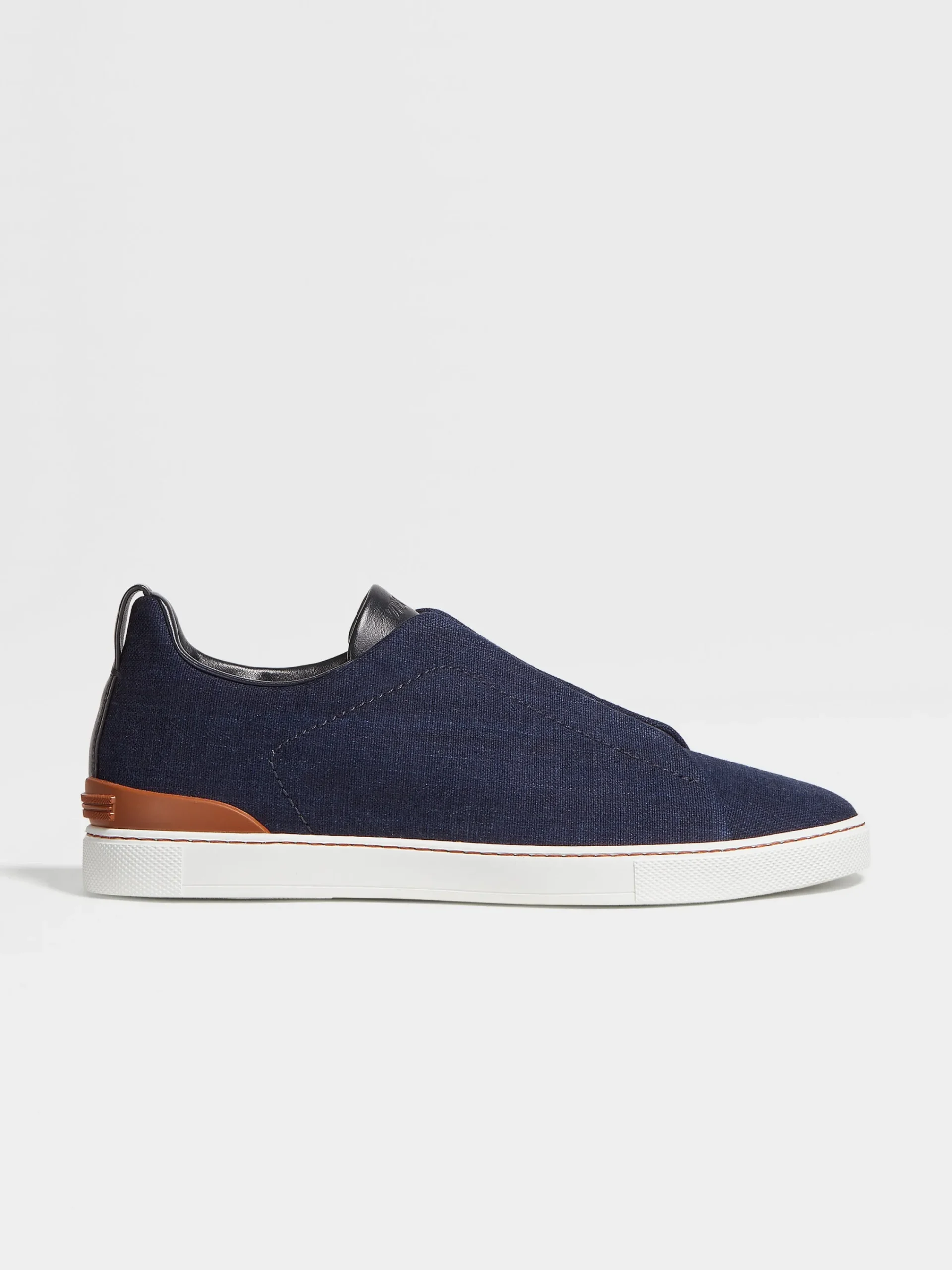 Sneakers>ZEGNA Navy Blue Cotton Denim Triple Stitch™ Sneakers NavyBlue