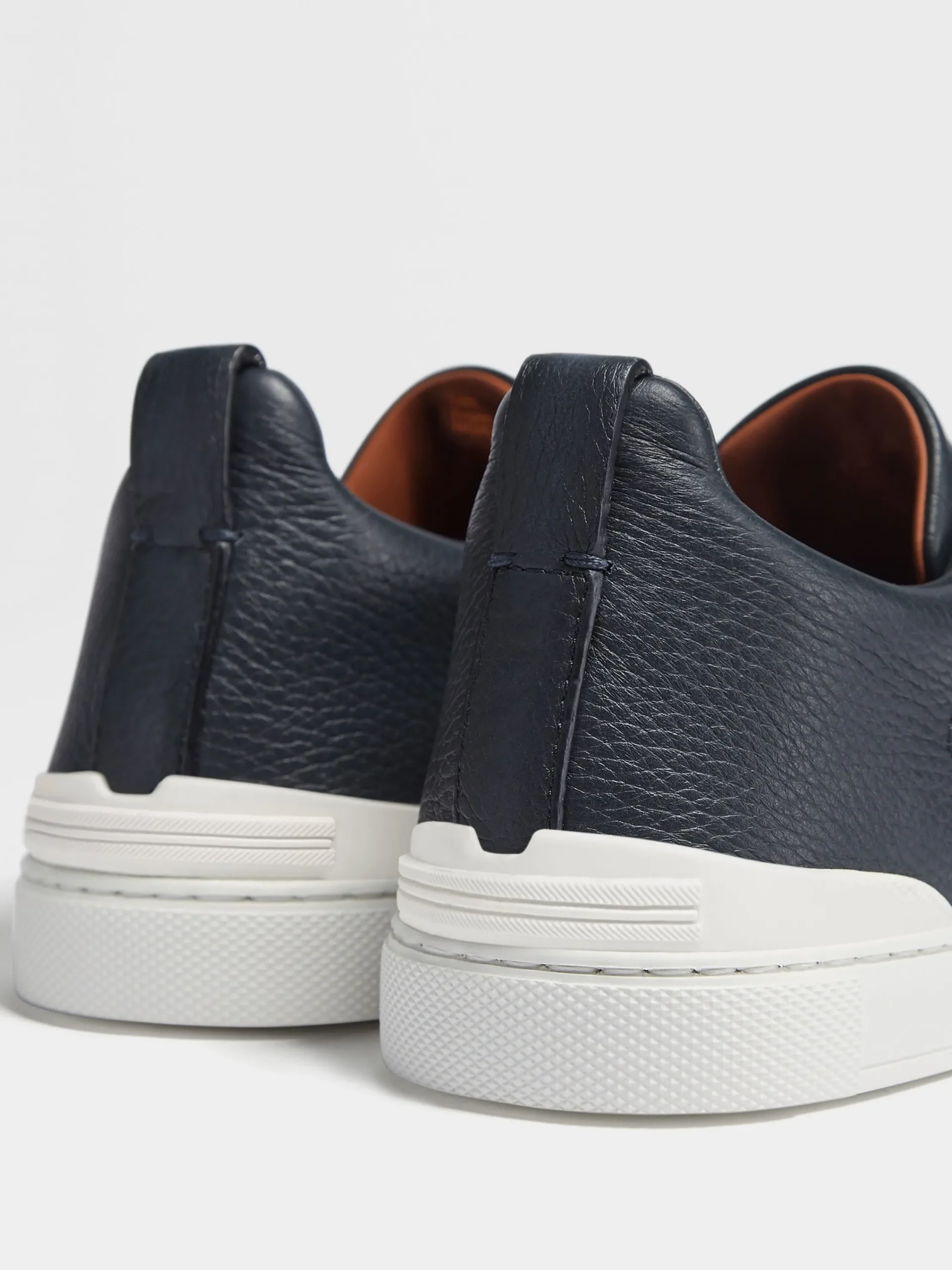 Sneakers>ZEGNA Navy Blue Deerskin Triple Stitch™ Sneakers NavyBlue