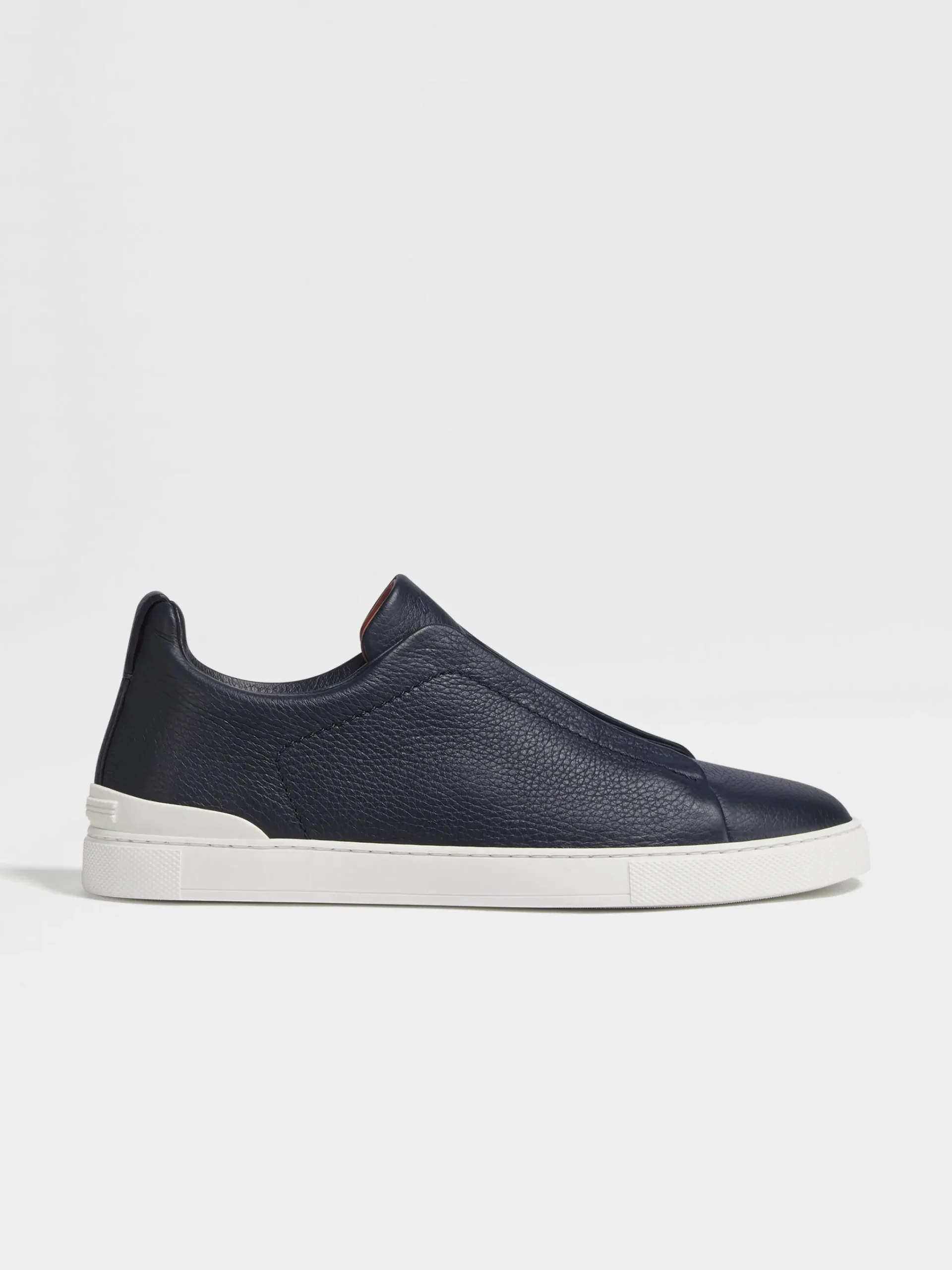 Sneakers>ZEGNA Navy Blue Deerskin Triple Stitch™ Sneakers NavyBlue