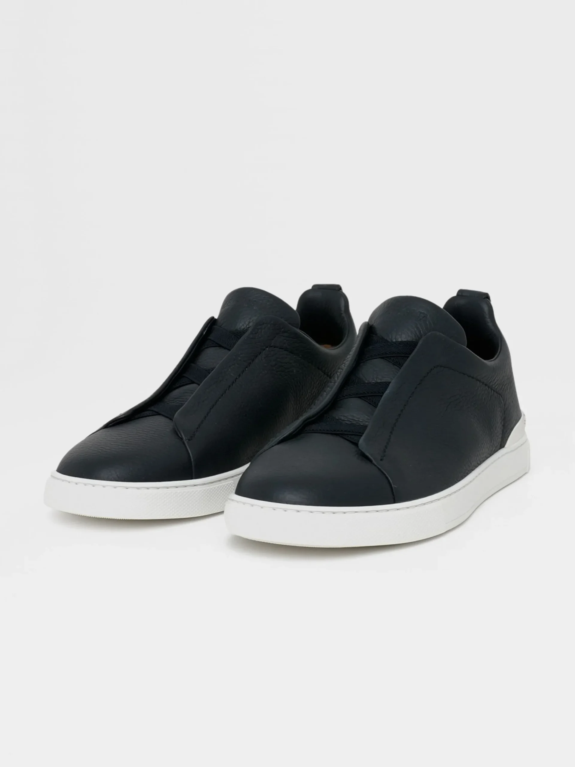 Sneakers>ZEGNA Navy Blue Deerskin Triple Stitch™ Sneakers NavyBlue
