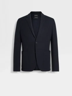 Blazers>ZEGNA Navy Blue High Performance™ Jersey Jacket NavyBlue