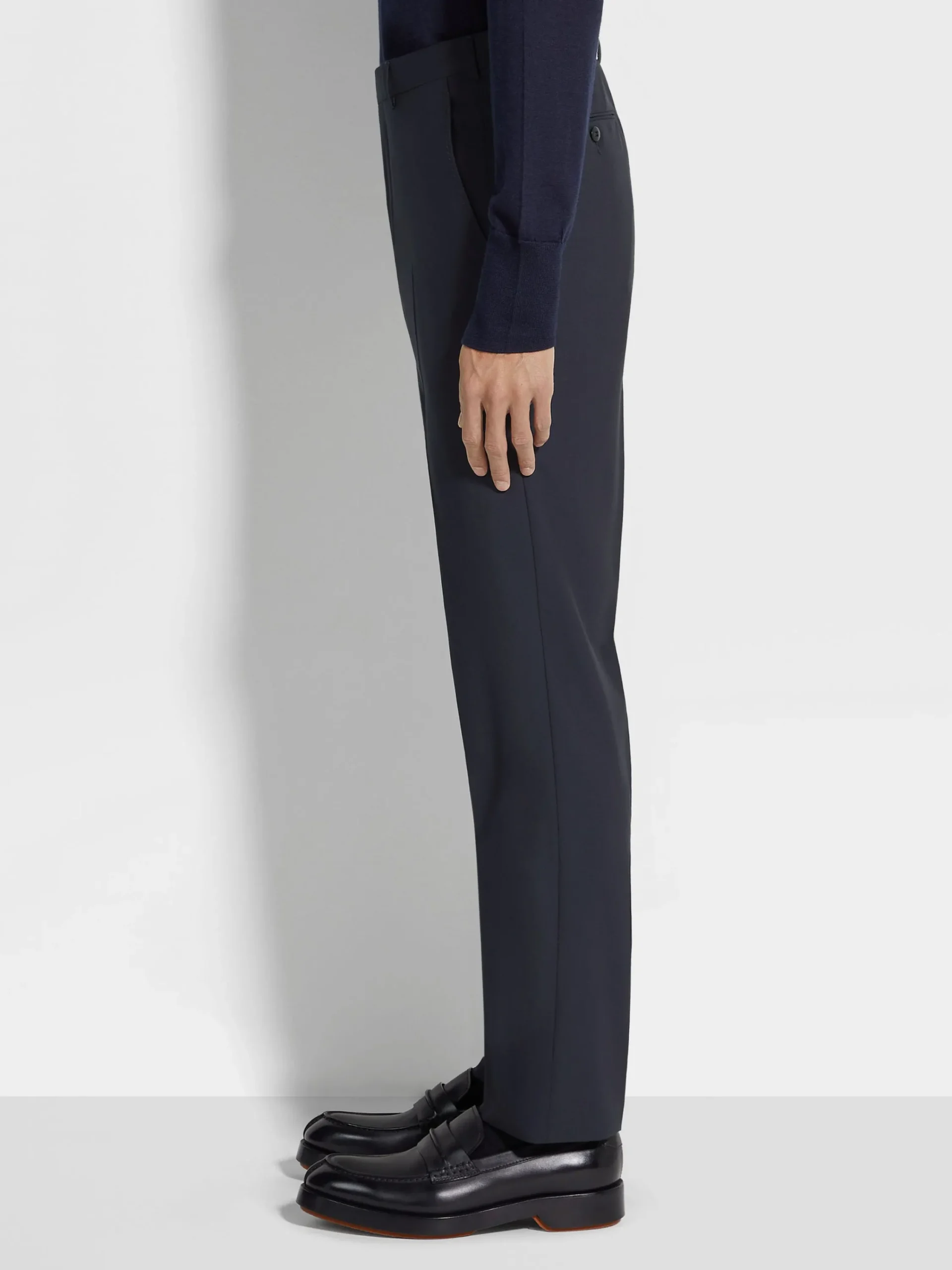 Pants>ZEGNA Navy Blue High Performance™ Wool Pants NavyBlue