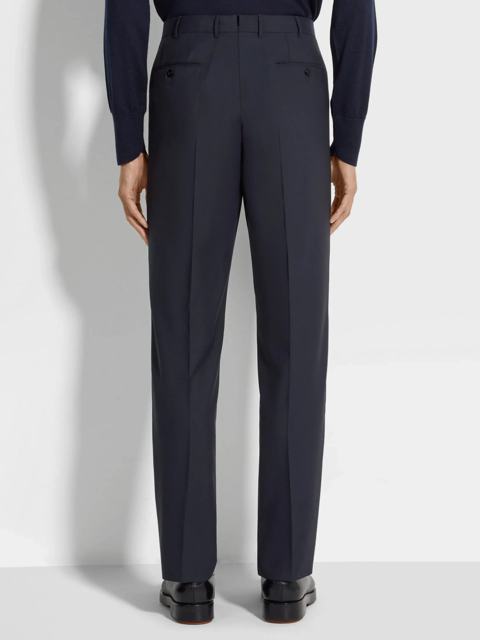 Pants>ZEGNA Navy Blue High Performance™ Wool Pants NavyBlue