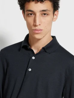 Sweaters>ZEGNA Navy Blue Mélange Cashseta Polo Shirt NavyBlueMélange