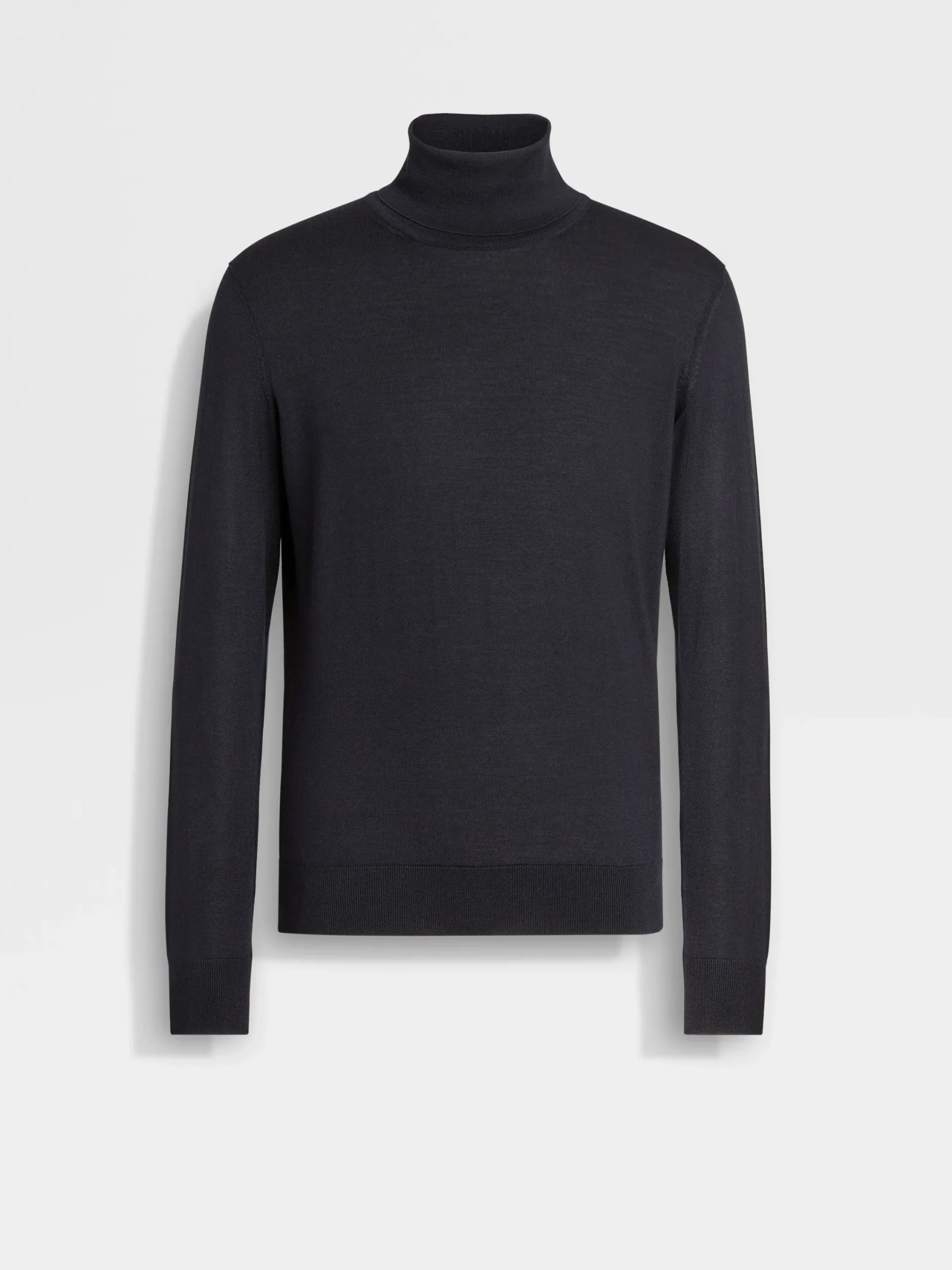 Travel In Style|Sweaters>ZEGNA Navy Blue Mélange Cashseta Turtleneck NavyBlueMélange