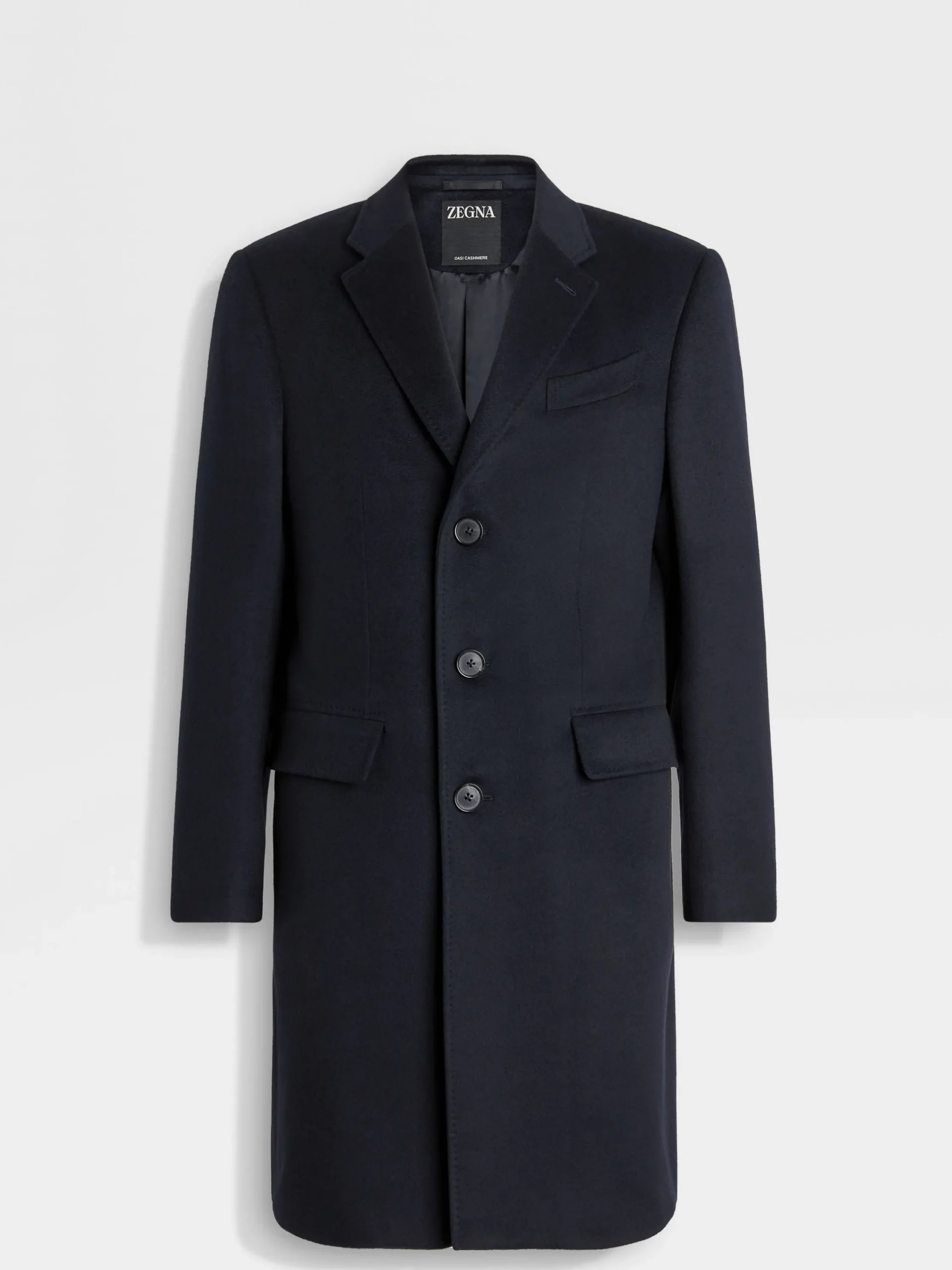 Jackets And Coats>ZEGNA Navy Blue Oasi Cashmere Overcoat NavyBlue