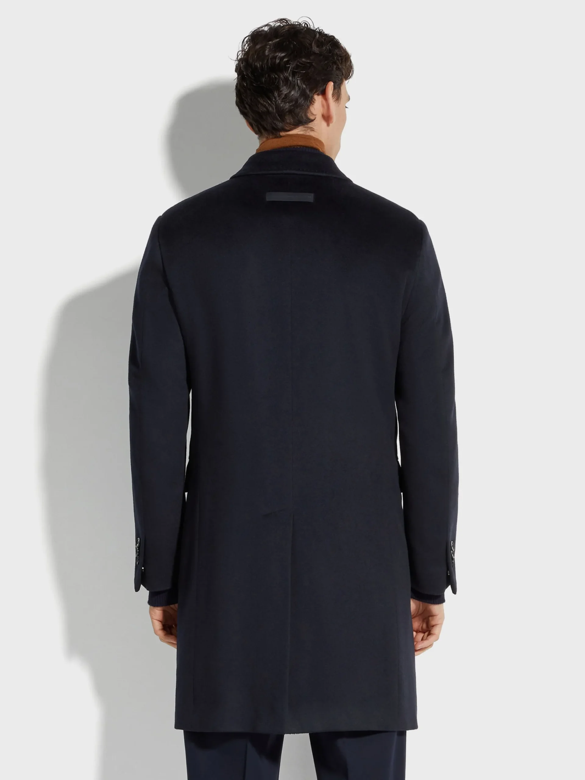 Jackets And Coats>ZEGNA Navy Blue Oasi Cashmere Overcoat NavyBlue